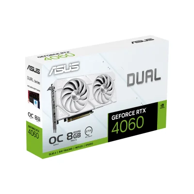 ASUS Dual GeForce RTX 4060 EVO White OC Edition 8GB GDDR6 with two powerful Axial-tech fans and a protective backplate for broad compatibility | 90YV0JCB-M0NA00