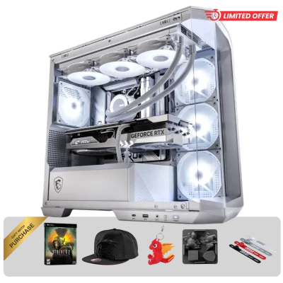 MSI Powered Ultimate Gaming PC, Core i9-14900K 14th Gen, NVIDIA RTX 4070 SUPER 12GB, 64GB (2x32GB) DDR5 6000MTz, 1TB NVMe SSD, 750W, 360mm AIO Cooler