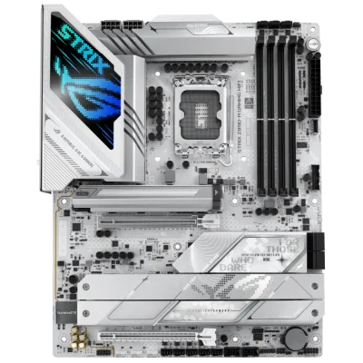 asus_rog_strix_z890-a_gaming_wifi_lga_1851_atx_motherboard_1_ ASUS ROG STRIX Z890-A GAMING WIFI LGA 1851 ATX Motherboard, Z890 Chipset, 4x DIMM slots, max. 192GB, DDR5, 5x M.2 slots and 4x SATA 6Gb/s, PCIe 5.0, Wi-Fi 7 & BT v5.4, White | 90MB1I90-M0EAY0