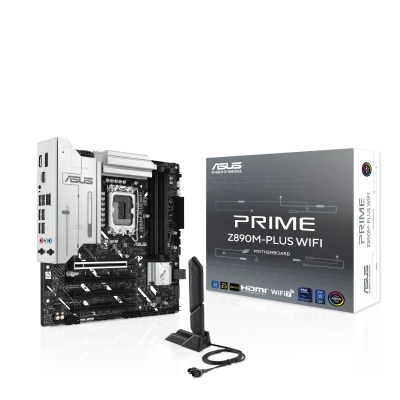 ASUS PRIME Z890M-PLUS WIFI LGA1851 mATX Motherboard, Z890 Chipset, 4 x DIMM slots, max. 192GB, DDR5, 3 x M.2 slots and 6 x SATA 6Gb/s, PCIe 5.0, Wi-Fi 7 & BT v5.4, USB 20Gbps Type-C | 90MB1J80-M0EAY0
