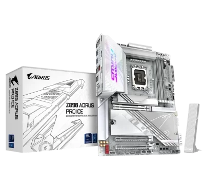 z890_aorus_pro_ice_gallery___motherboard_1_ Gigabyte Z890 AORUS PRO ICE LGA1851 DDR5 ATX Motherboard, 4 x DDR5 DIMM Up to 256 GB, 5x M.2, 4x SATA, Wi-Fi 7 & BT 5.4, White | Z890 AORUS PRO ICE